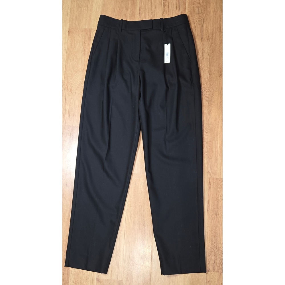 Banana Republic Black Wool Blend Pleated Trousers Pants 6L Long NWT $170